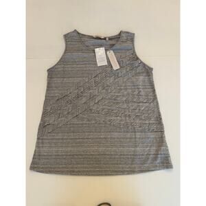 Soft Surroundings Linear Tank Top $80 Heather Grey NWT Size XL Cotton Spandex